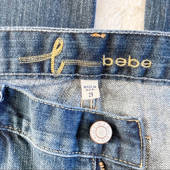 bebe Boot Cut Mid Rise Jeans Rhinestone Pockets 29 - Picture 9 of 16
